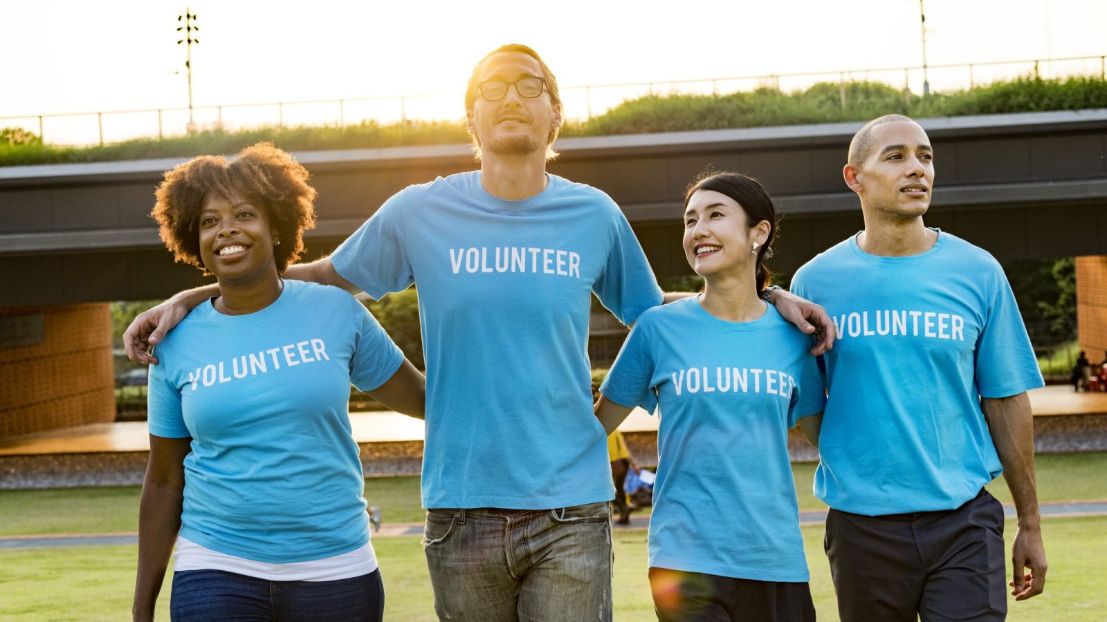 Group of happy and diverse volunteers Group of happy and diverse volunteers